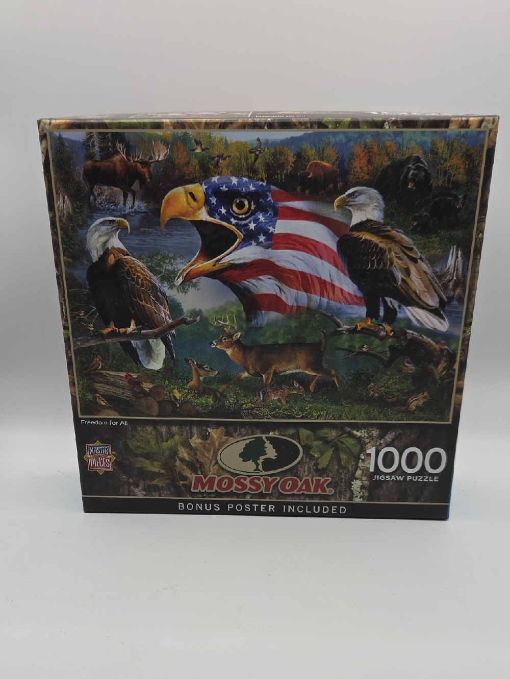 Mossy Oak Patriotic Eagle Puzzle – Red, White, Blue & Brown Artwork   NWT